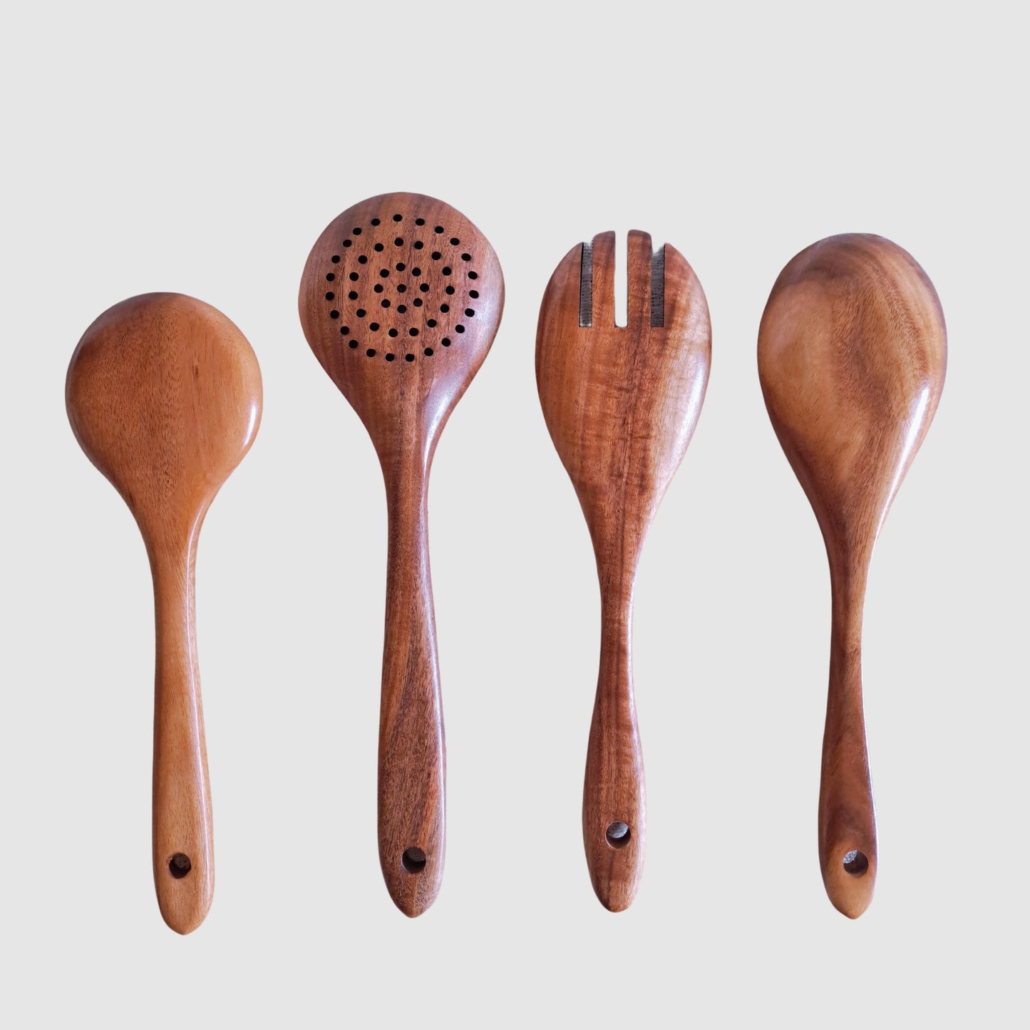 9-Piece Teak Wood Kitchen Utensil Set | Heat-Resistant &amp; Durable | Includes Spatulas, Spaghetti Spoon, Salad Fork, Utensil Holder and More.