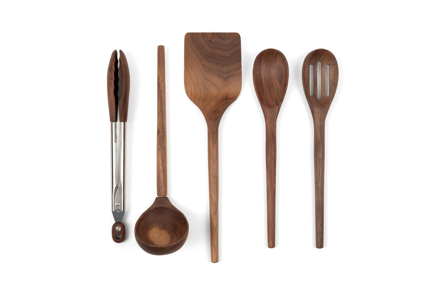Walnut Wood Kitchen Utensil Set, Handcrafted Natural Cooking Tool, Nontoxic, Plastic-Free, Safe for Nonstick Cookware, Kitchen Wedding Gift.