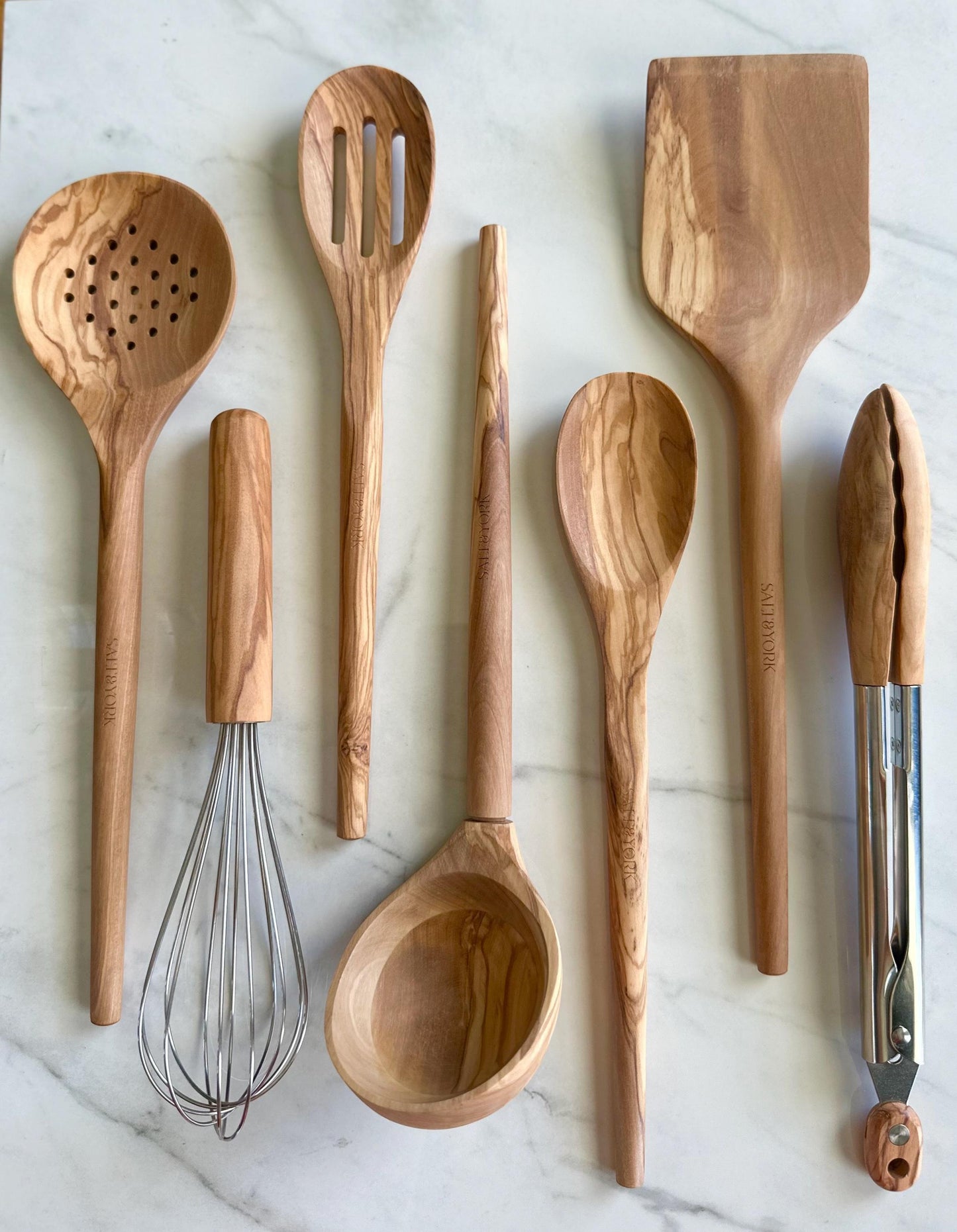 Walnut Wood Kitchen Utensil Set, Handcrafted Natural Cooking Tool, Nontoxic, Plastic-Free, Safe for Nonstick Cookware, Kitchen Wedding Gift.