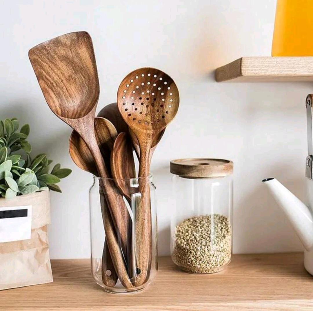 Wooden Kitchen Utensil Set | Wooden Cooking Tools | Rustic Spoon Set | Eco Friendly Kitchen Accessories | Wooden Spoon Set | UK seller.