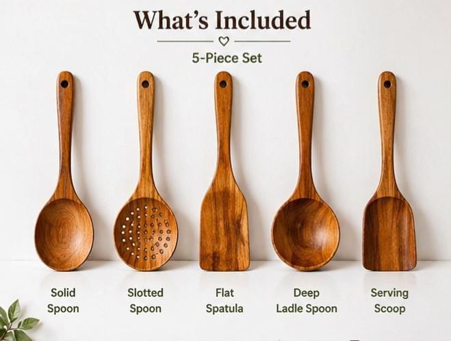 Wooden Kitchen Utensil Set | Wooden Cooking Tools | Rustic Spoon Set | Eco Friendly Kitchen Accessories | Wooden Spoon Set | UK seller.